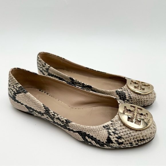 Tory Burch Snakeskin Ballet Flats - Black and Cream - Picture 1 of 8